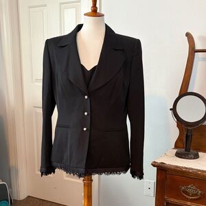 Escada Black Blazer and matching shell combo with Fringe Accents